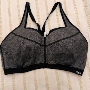 VSX Black and Gray Zip-Front Sports Bra